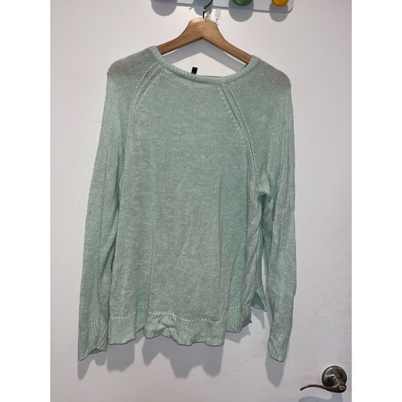Eileen Fisher Linen XL Light Green Knit Sweater Relaxed Fit Breathable Fabric W - Picture 3 of 8